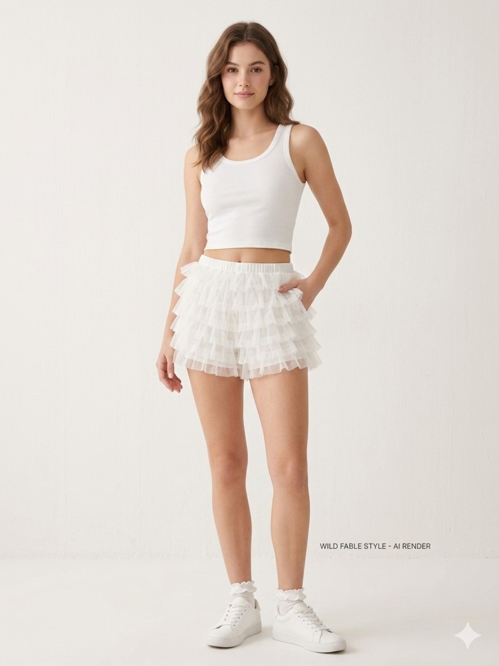 wild fable White Tiered Ruffle Shorts